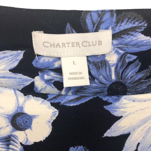 Charter Club Floral Print Elbow Length Sleeve Top NWT Size L - Picture 9 of 13
